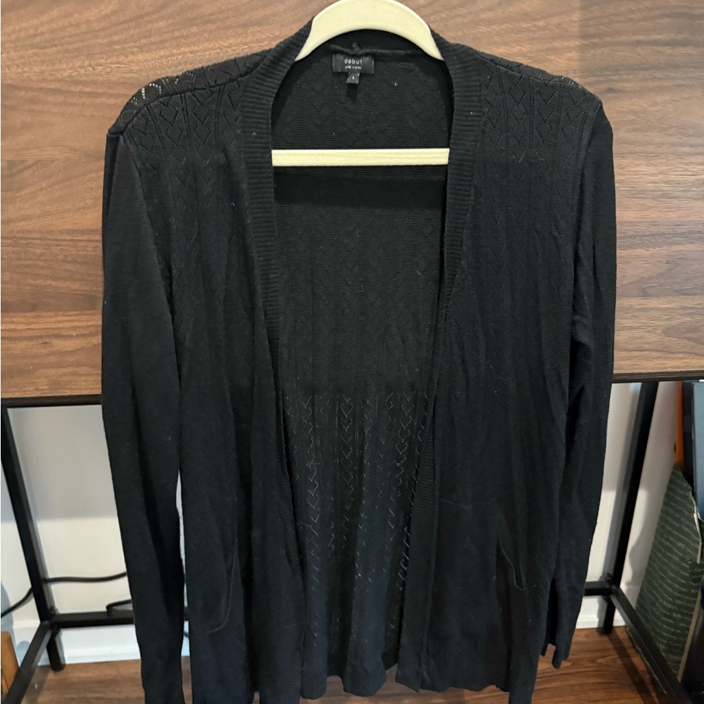 Debut Black Cardigan Sweater Size Large